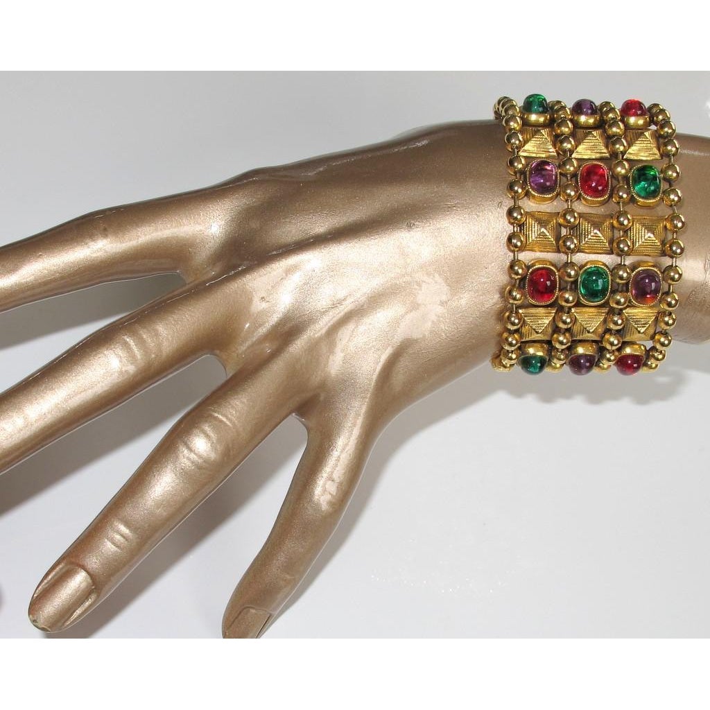 Chanel Dated 1985 Ancient Poured Glass Gripoix Bracelet - poupishop
