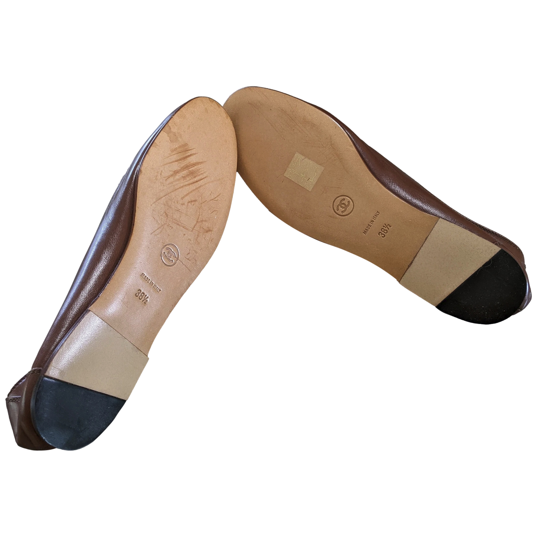 Chanel 1990s Marron Kid Ballet Flat Pumps Ballerines en Chevreaux Xtra Soft Sz 38.5