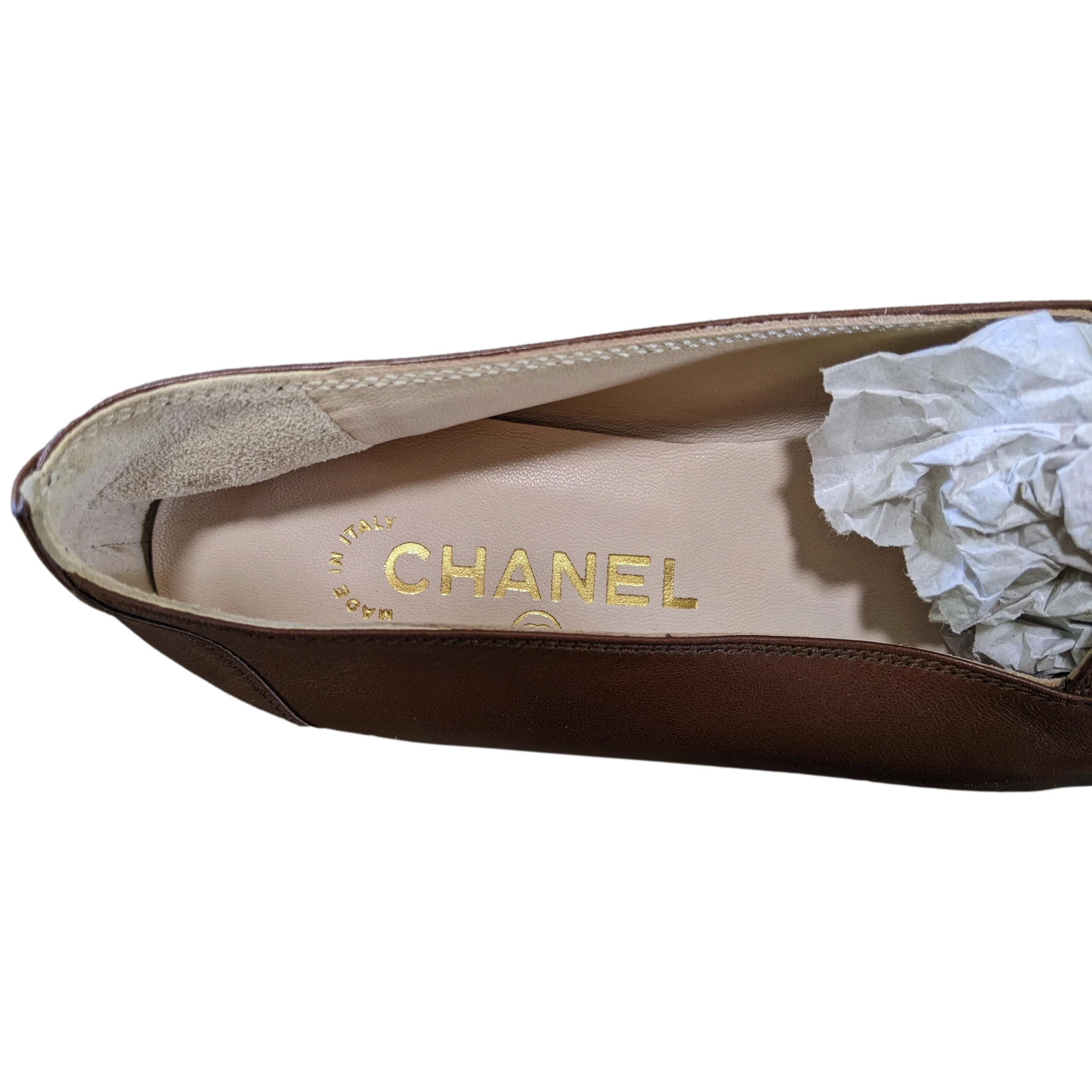 Chanel 1990s Marron Kid Ballet Flat Pumps Ballerines en Chevreaux Xtra Soft Sz 38.5