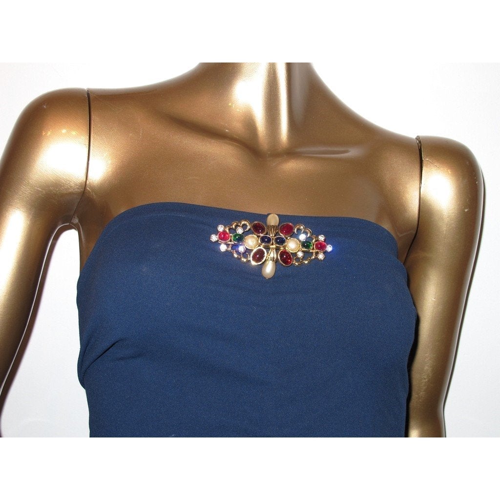 Chanel Haute Couture Dated 1984 Important Poured Glass Gripoix Brooch, Rare! - poupishop