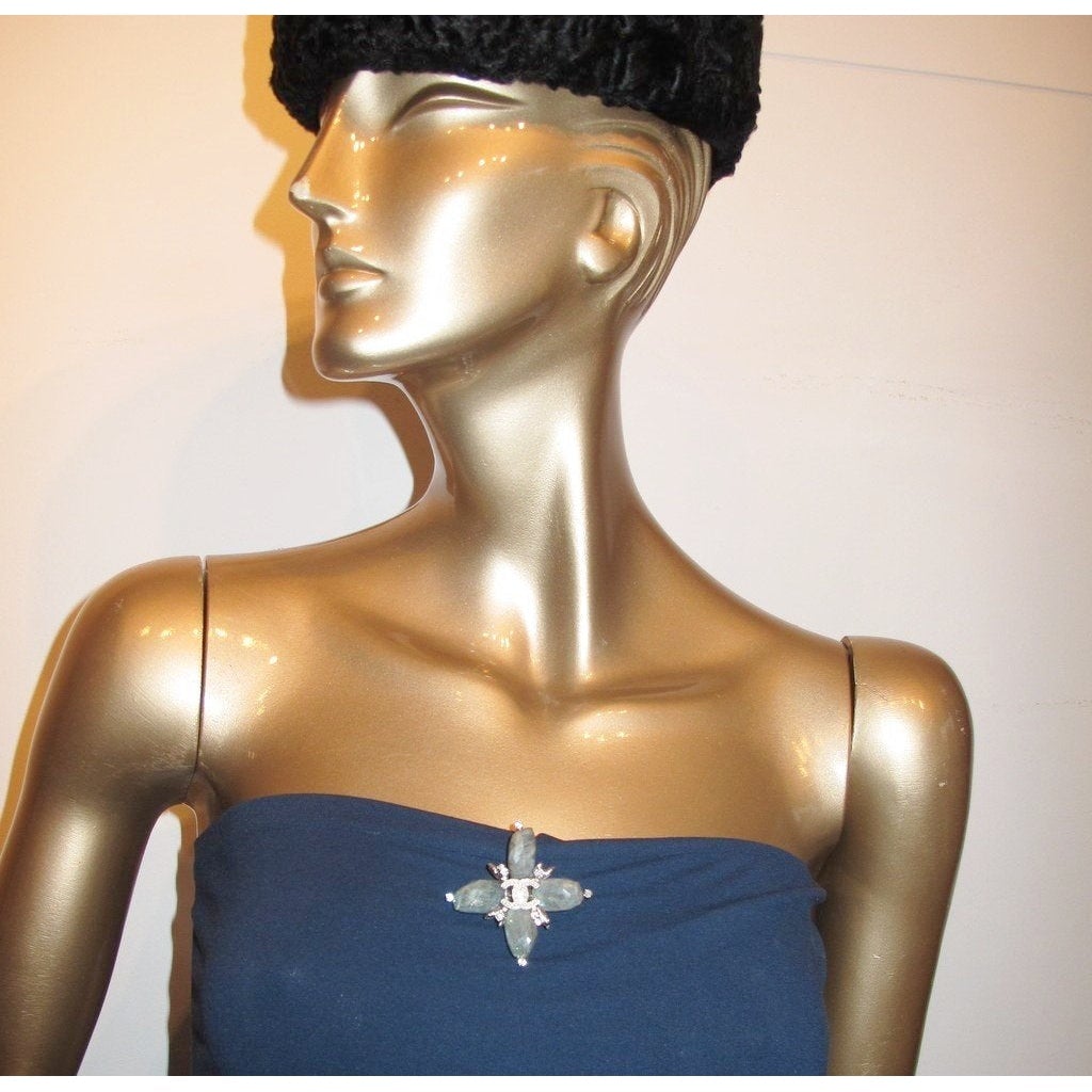 Chanel Iridescent Faceted Stones Clover Gripoix Pendant Brooch, New! - poupishop