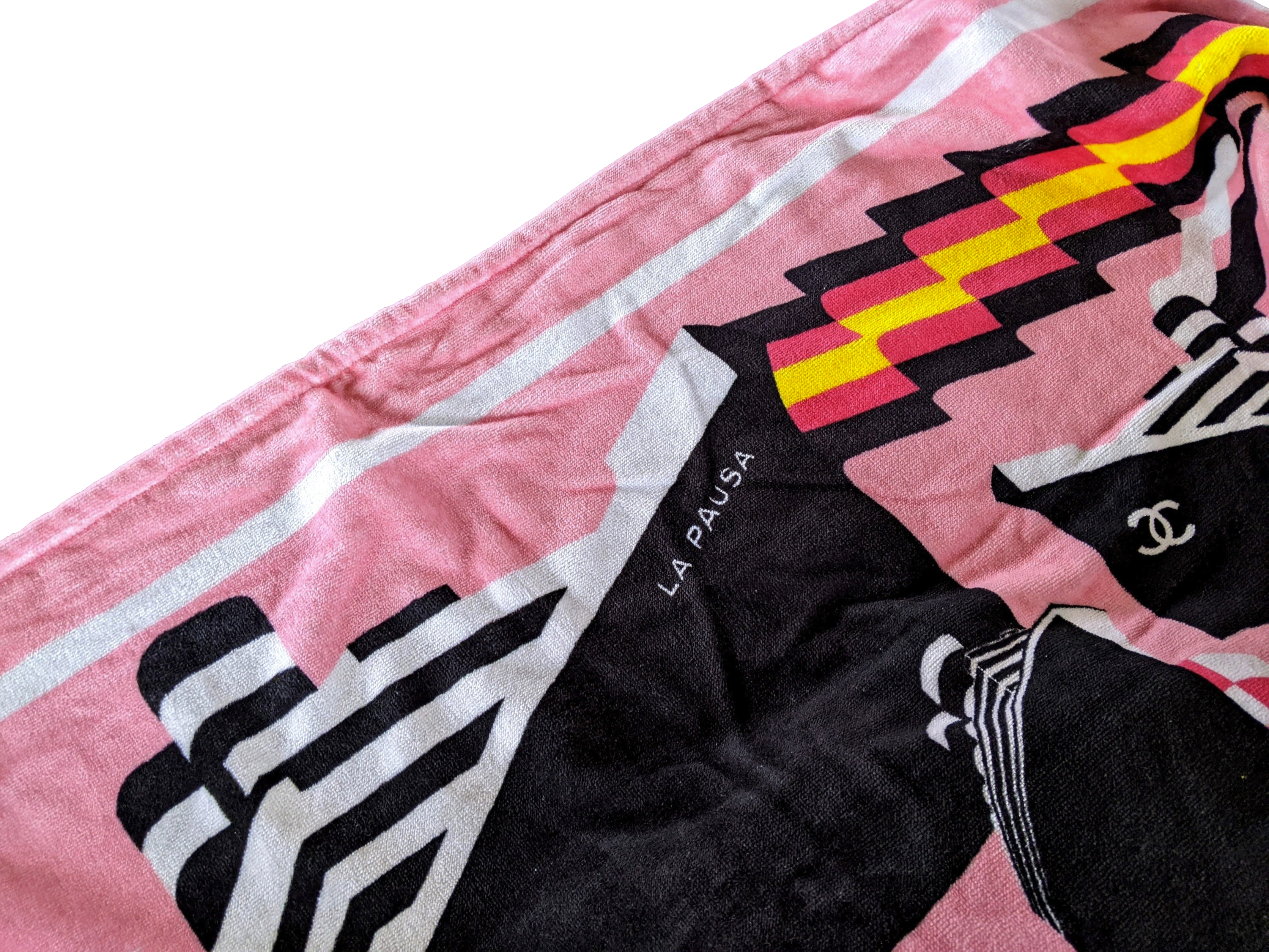 Chanel Pink "La Pause" Terry Cotton Beach Towel 125 x 180 cm