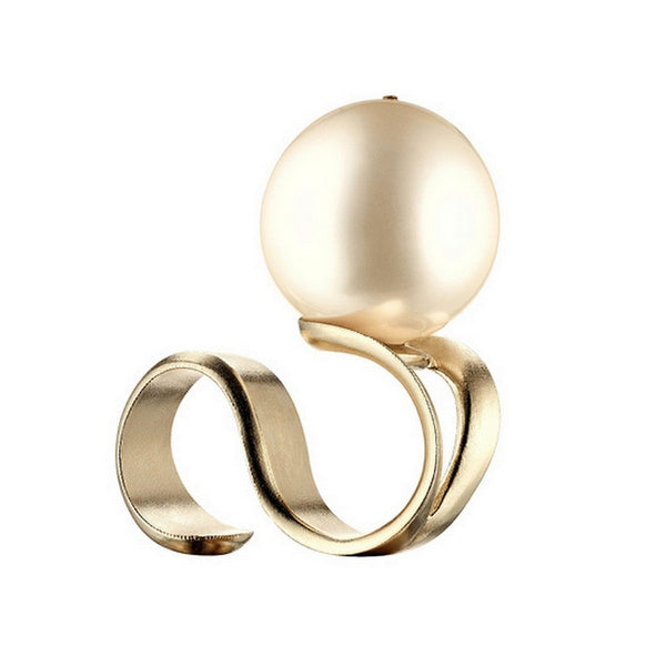 Chanel SS 2014 Permabrass Pearl Oversized Ring, New! - poupishop
