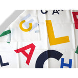 Chanel White Multi Letters Crepe of Silk Scarf 90cmcm, New! - poupishop