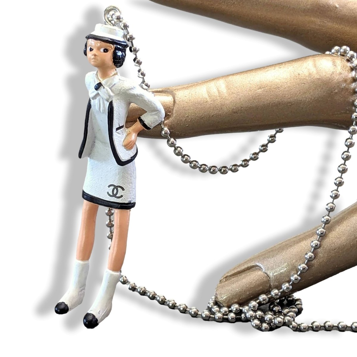 Chanel White Resine COCO Figurine Collector Bag Charm KeyRing Pendant Sautoir, New! - poupishop