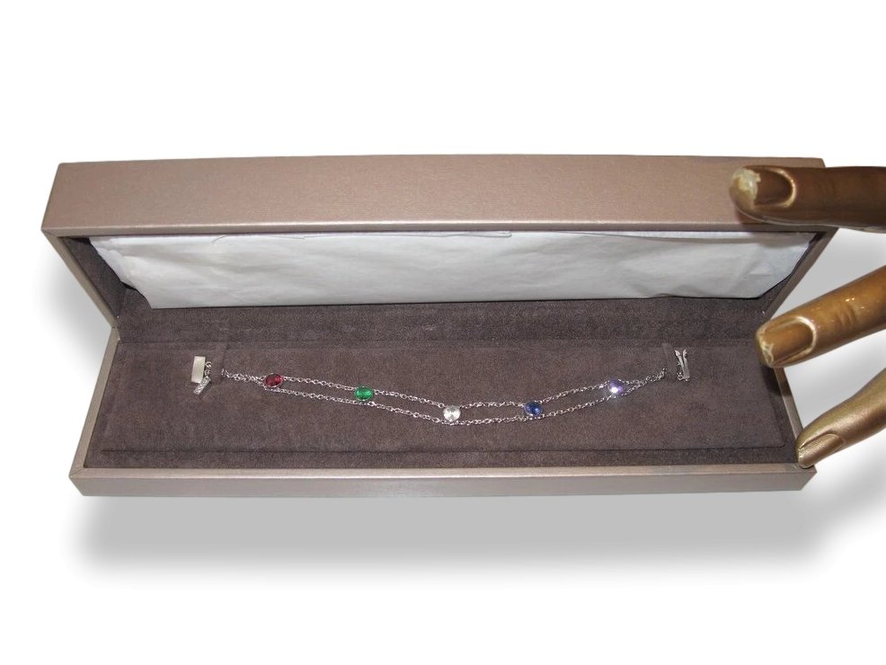 Chaumet 2004 White Gold Multigem ABC AIMER Love Acrostics Bracelet, Rare in Box! - poupishop