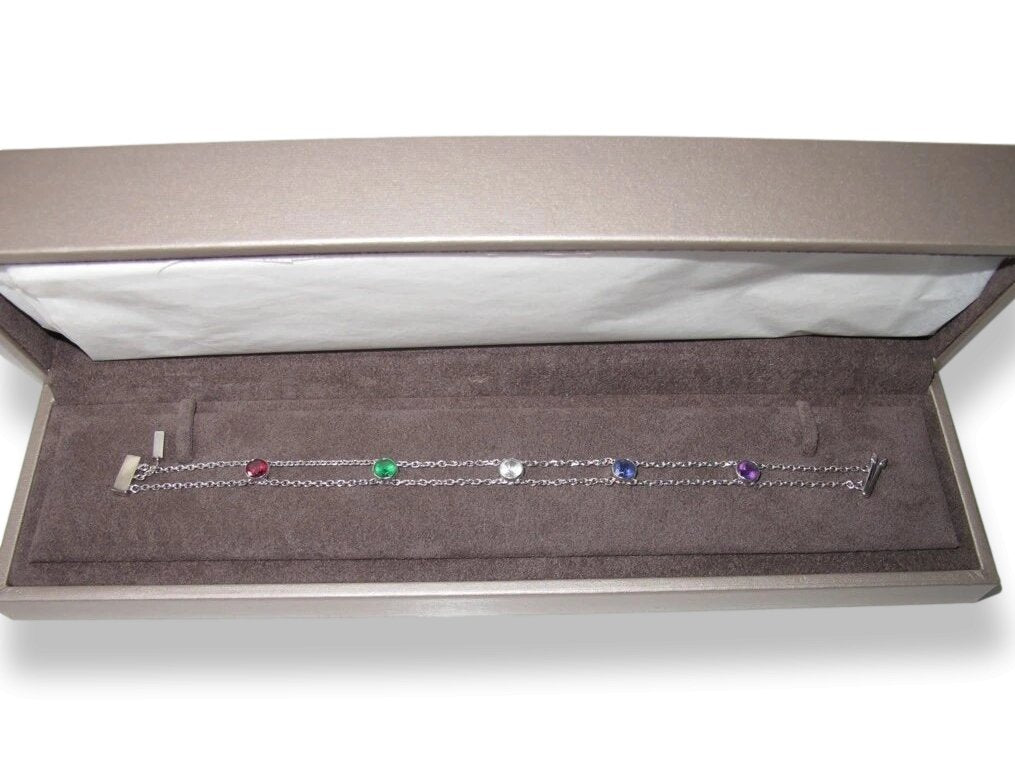Chaumet 2004 White Gold Multigem ABC AIMER Love Acrostics Bracelet, Rare in Box! - poupishop