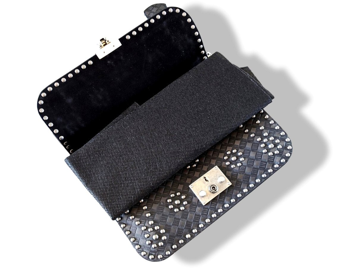 Christian Dior Black/Aged Metal Calfskin Studs DIORADDICT M 24 cm Flap Bag, New! - poupishop