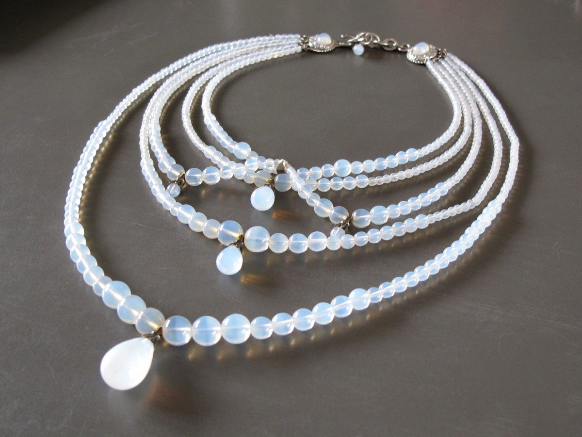 Christian Dior Boutique Opalescent Poured Glass Victorian Necklace - poupishop
