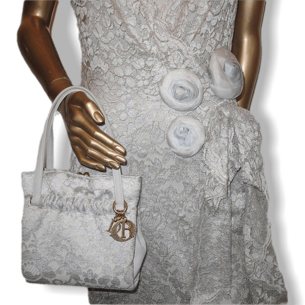 Christian Dior Boutique Retro Laces Evening Gown & Matching Bag Sz38 - poupishop