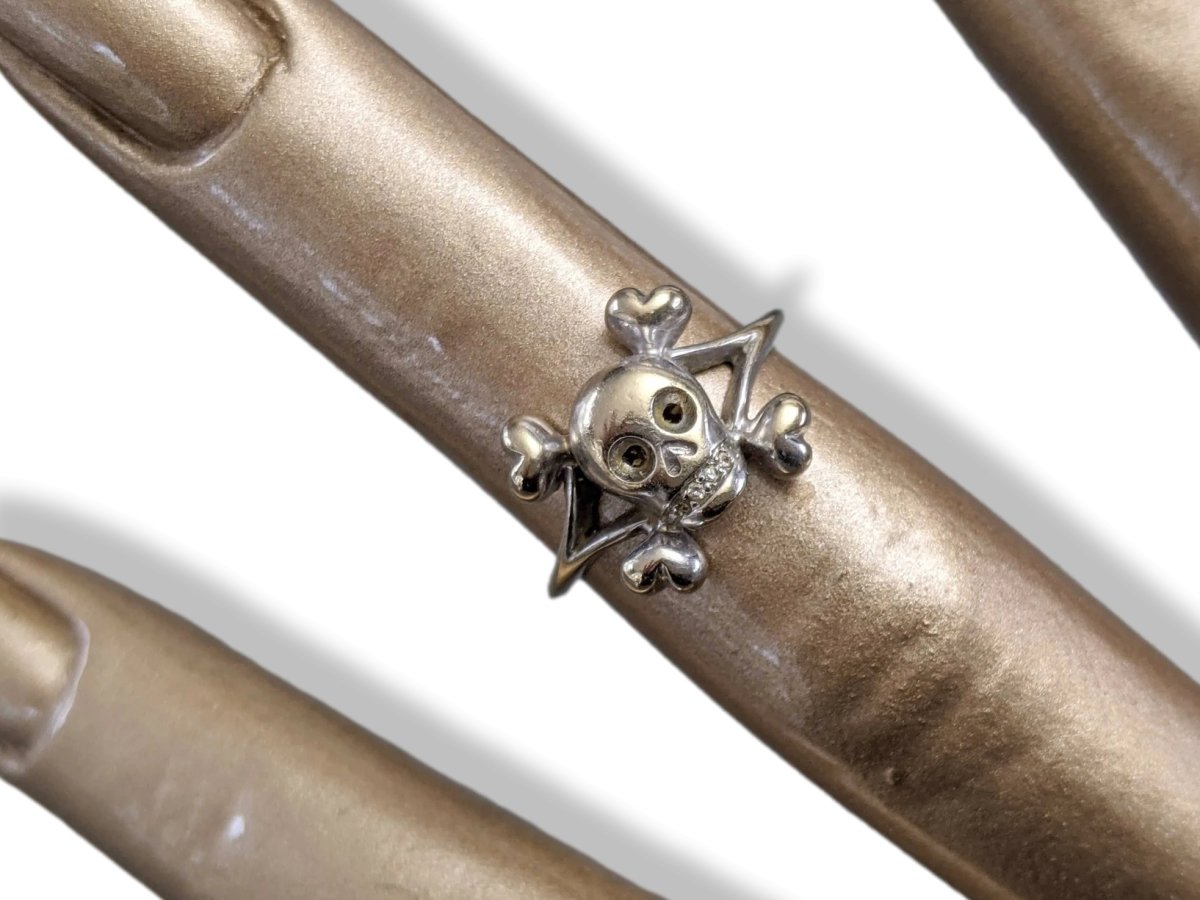 Christian Dior Joaillerie White Gold Bague La fiancee du Pirate Skull Rock Ring 52, Box! - poupishop
