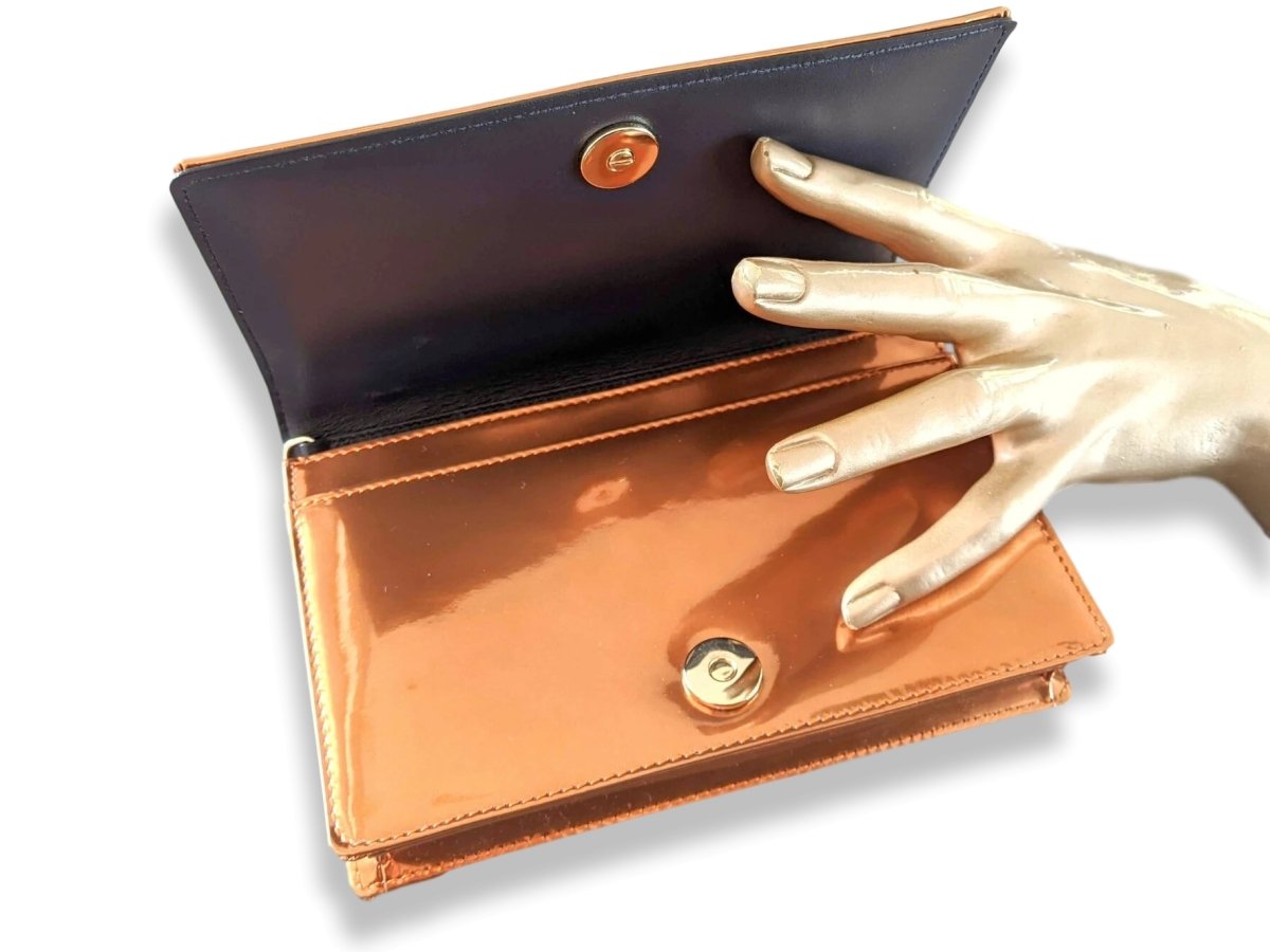 Christian Dior Purple Orange Metallic Calfskin Micro-Cannage DIORAMA POUCH 19 cm Pochette Flap Bag WOC, New! - poupishop