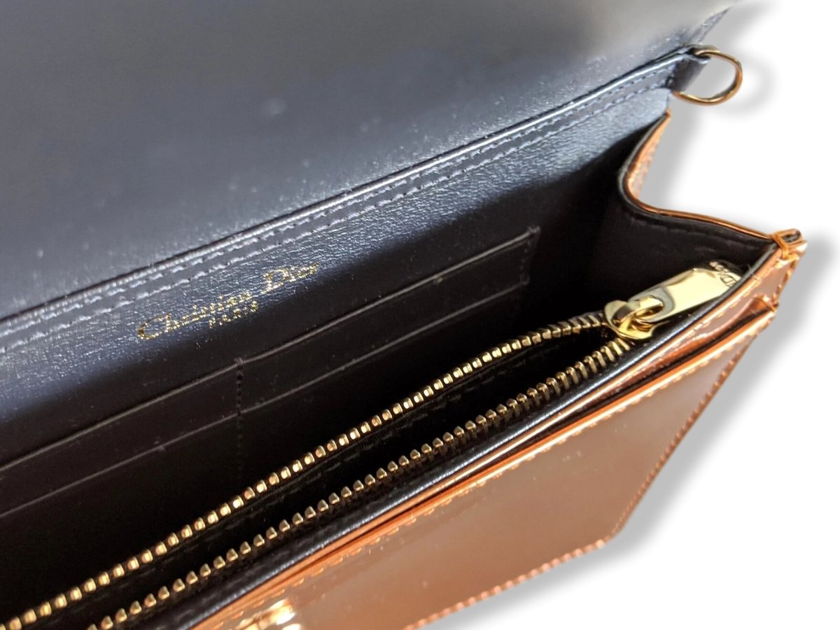 Christian Dior Purple Orange Metallic Calfskin Micro-Cannage DIORAMA POUCH 19 cm Pochette Flap Bag WOC, New! - poupishop