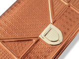 Christian Dior Purple Orange Metallic Calfskin Micro-Cannage DIORAMA POUCH 19 cm Pochette Flap Bag WOC, New! - poupishop