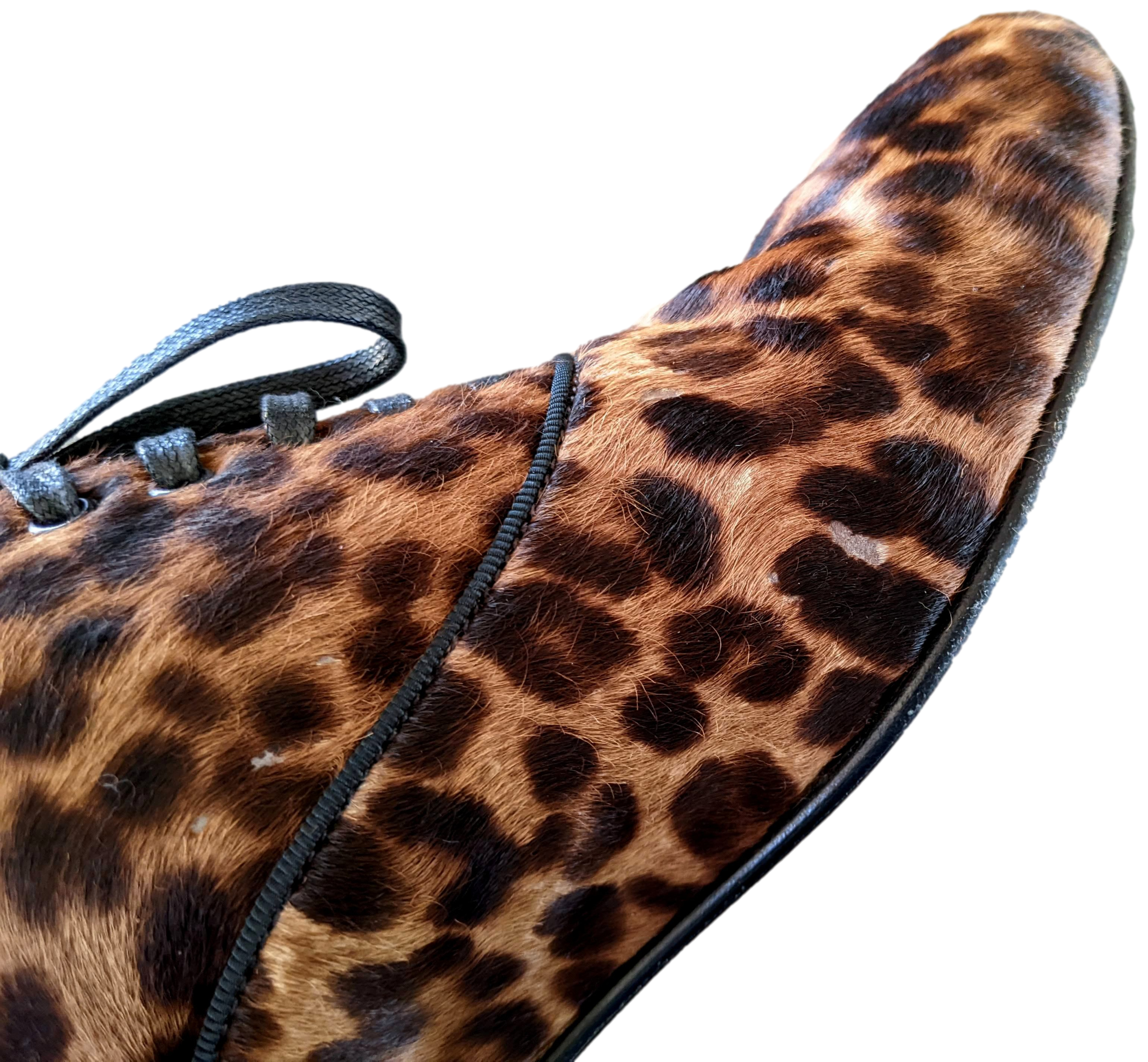 Christian Louboutin Foal-Style Calfskin Leopard Men Shoes Sz44