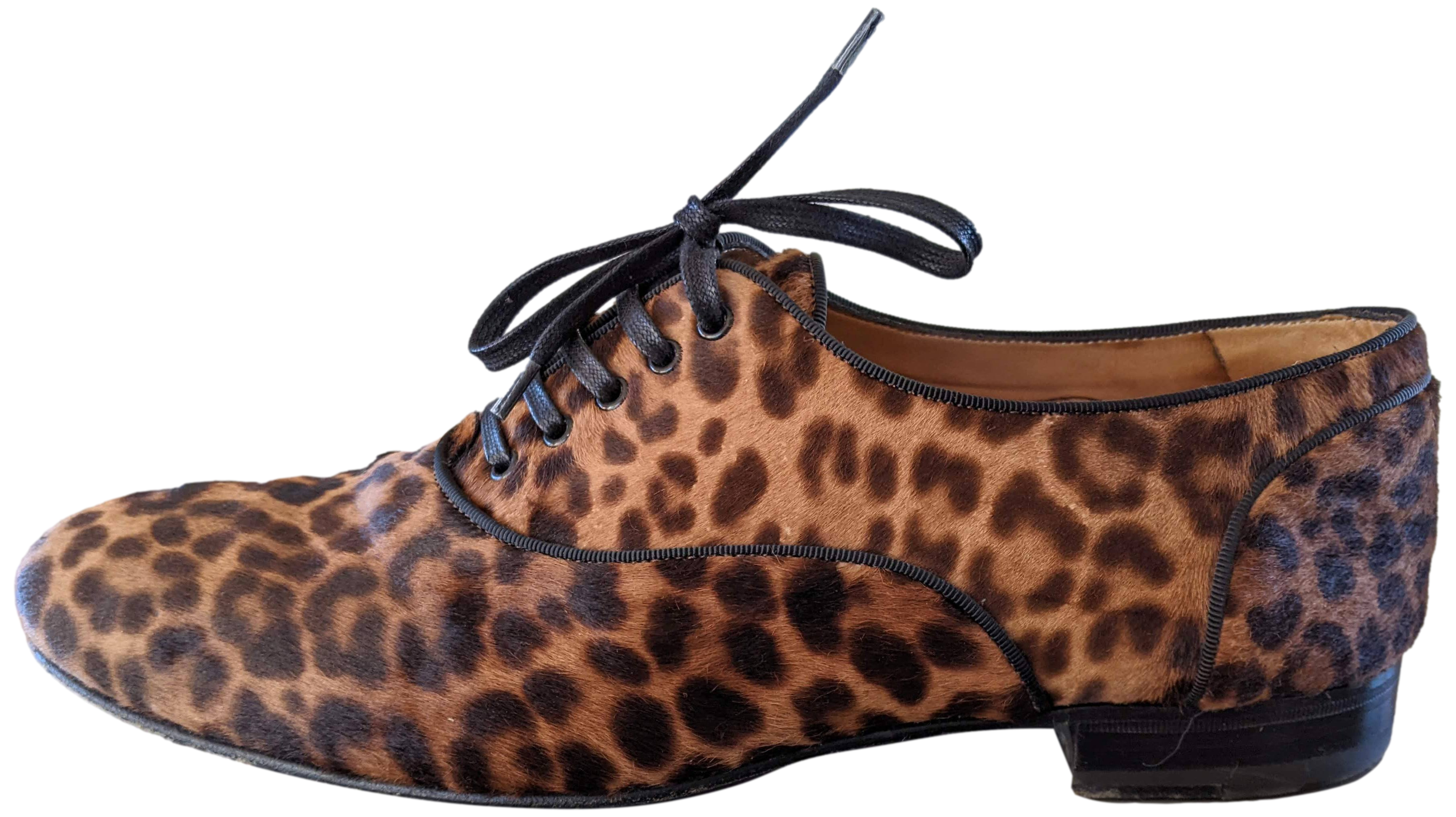 Christian Louboutin Foal-Style Calfskin Leopard Men Shoes Sz44