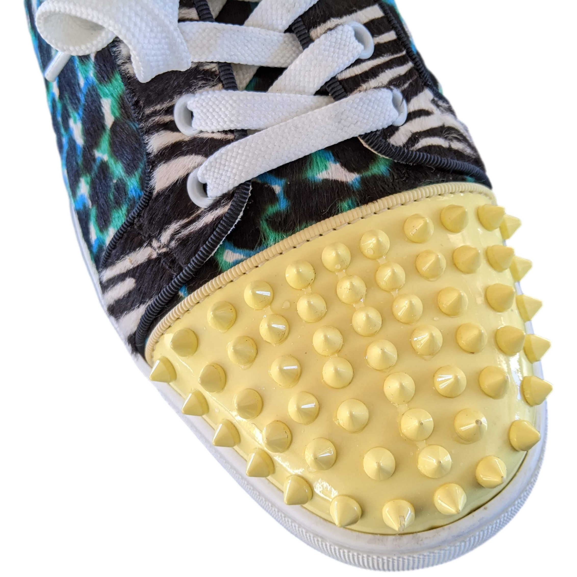 Christian Louboutin Foal-style Calf Leopard " Lou Spikes " Baskets Sz44