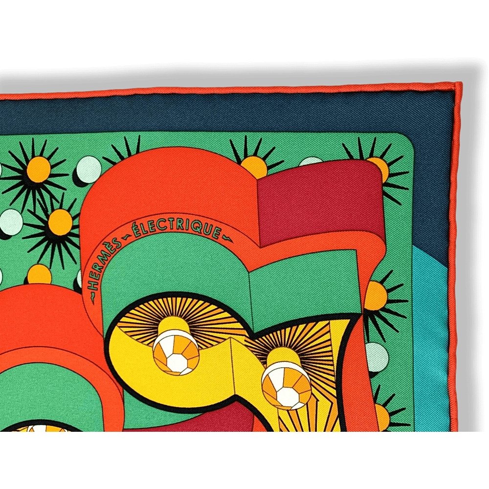 Copie de Hermes 2016 Green Red Gold Yellow ELECTRIQUE by Dimitri Rybatchenko Twill 90cm, NWTIB! - poupishop