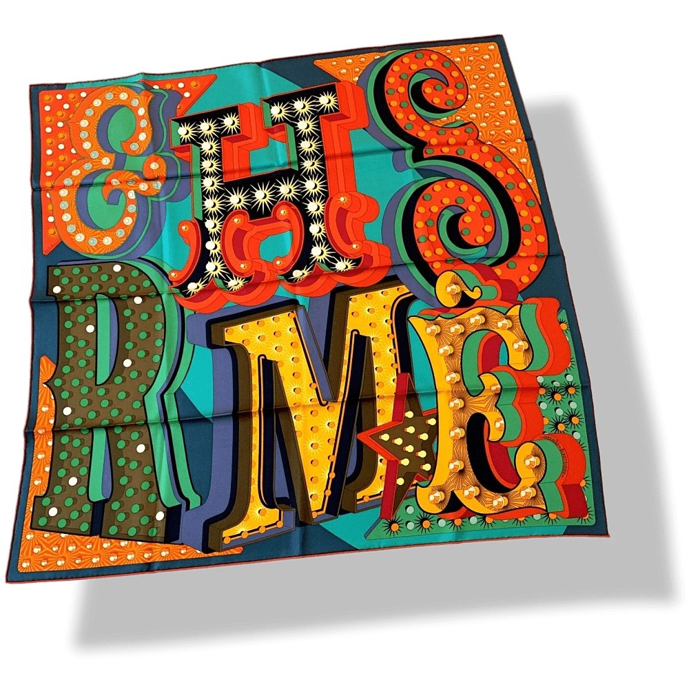 Copie de Hermes 2016 Green Red Gold Yellow ELECTRIQUE by Dimitri Rybatchenko Twill 90cm, NWTIB! - poupishop