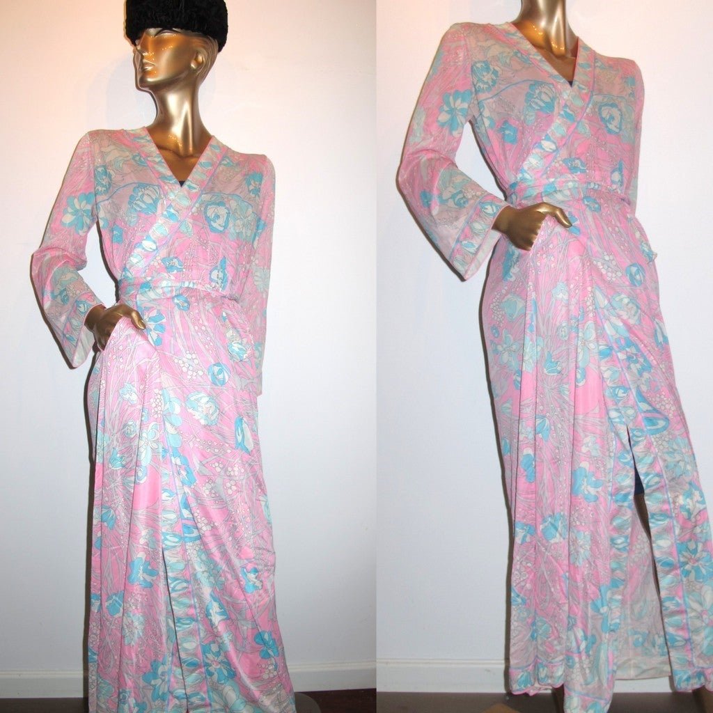 Emilio Pucci 1960s Psychedelic Formit Rogers Robe Sz14-16 - poupishop