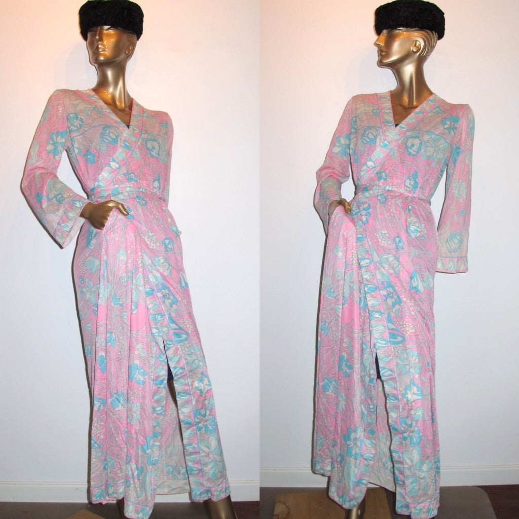 Emilio Pucci 1960s Psychedelic Formit Rogers Robe Sz14-16 - poupishop
