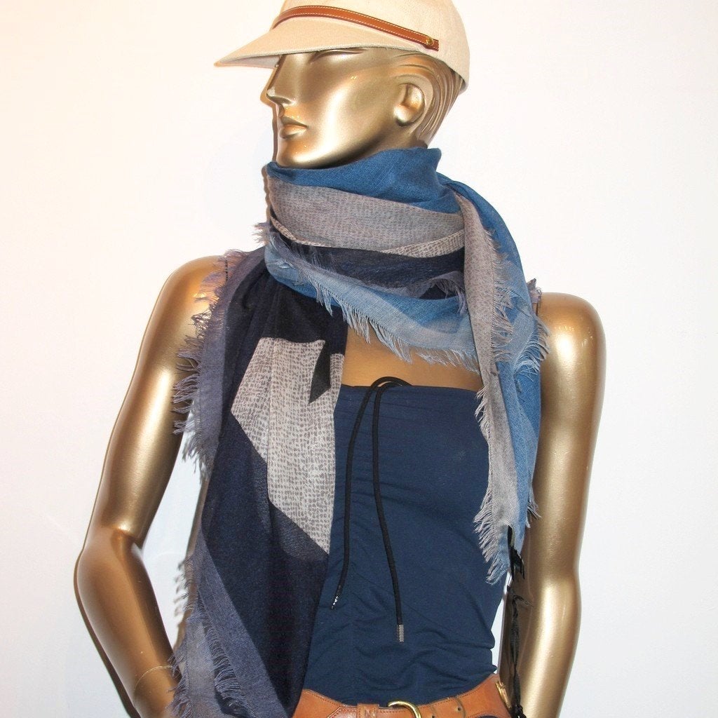 Fendi Blue/Grey Monster Cashmere Shawl 100cm, NWT! - poupishop