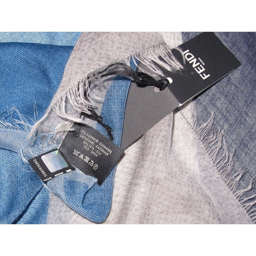 Fendi Blue/Grey Monster Cashmere Shawl 100cm, NWT! - poupishop