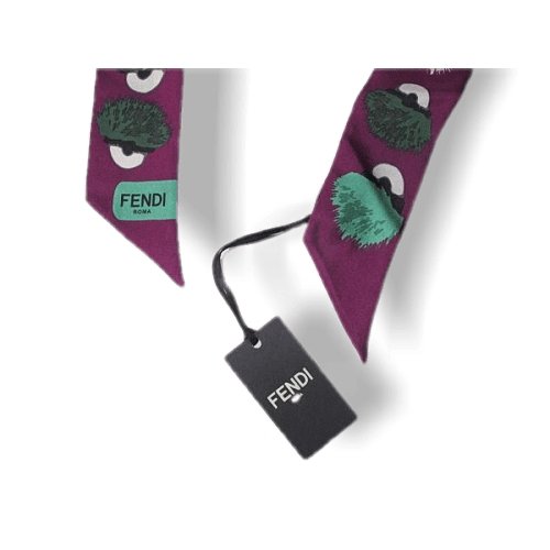 Fendi Purple/Green Printed Creatures Monster Twilly, NWT! - poupishop