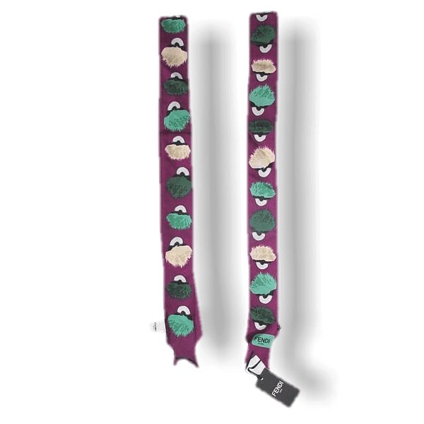 Fendi Purple/Green Printed Creatures Monster Twilly, NWT! - poupishop