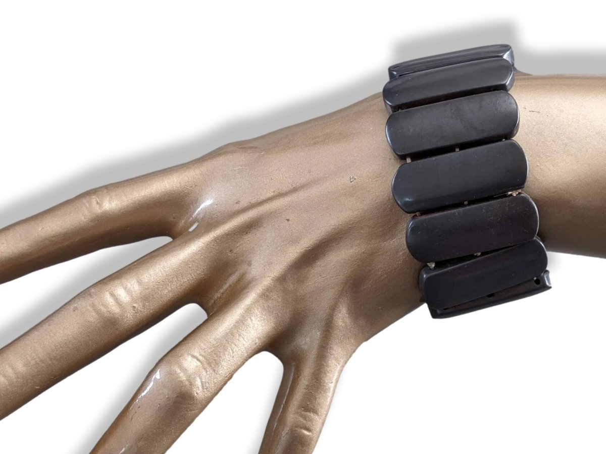 Ferrite Dark Grey-Brown Magnetic Natural Stone Manchette Bracelet Xtra Wide, NWT! - poupishop