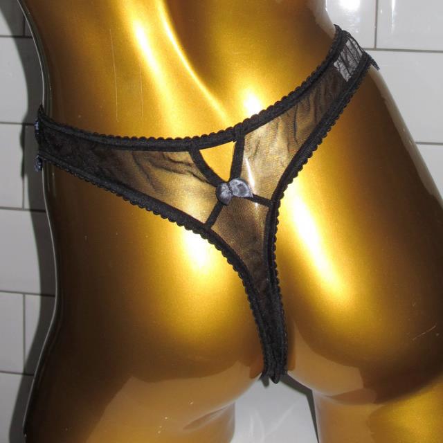 First Black/Blue Sequins Lace Sexy Thong, NWT! - poupishop