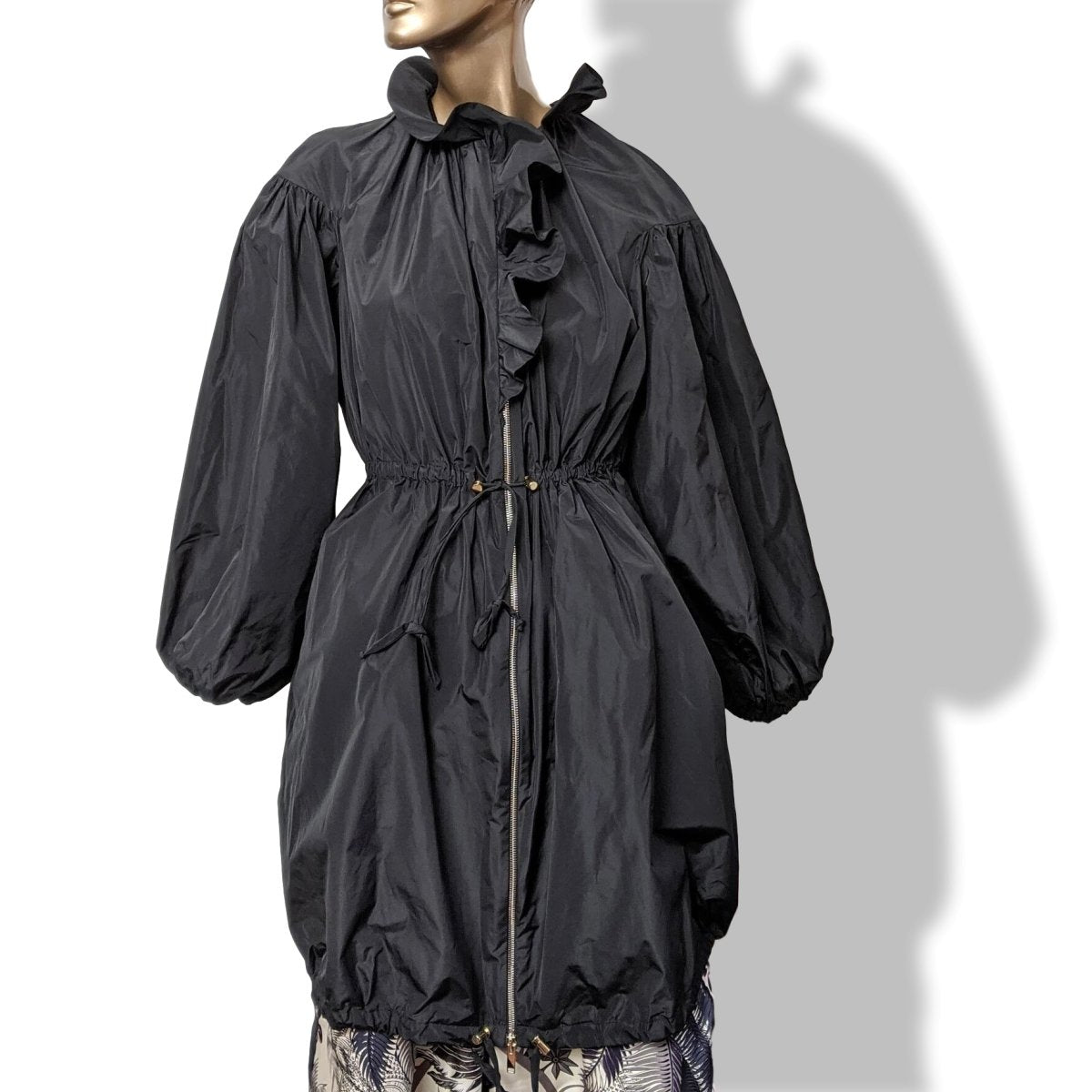 Giambattista Valli Black RUFFLE BALLOON SLEEVE Parka Sz38, New! - poupishop
