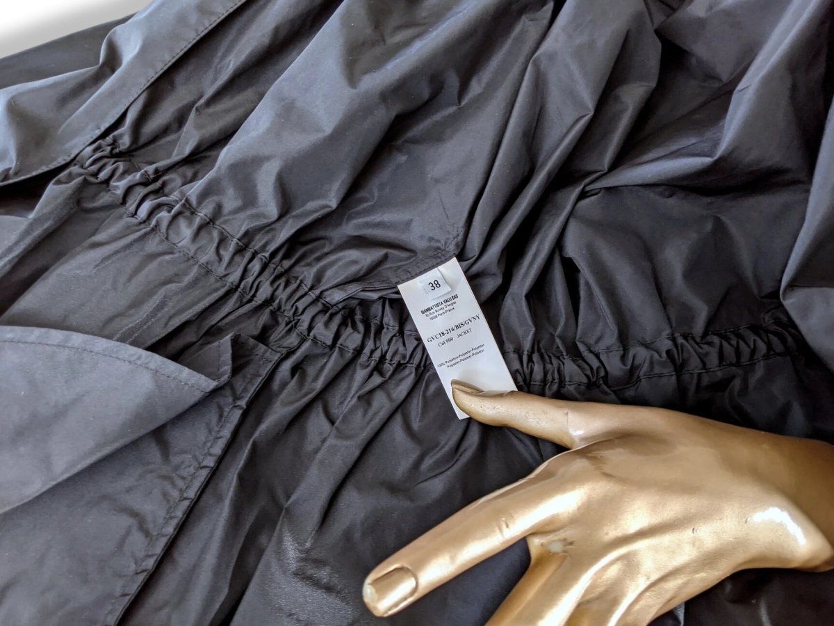 Giambattista Valli Black RUFFLE BALLOON SLEEVE Parka Sz38, New! - poupishop