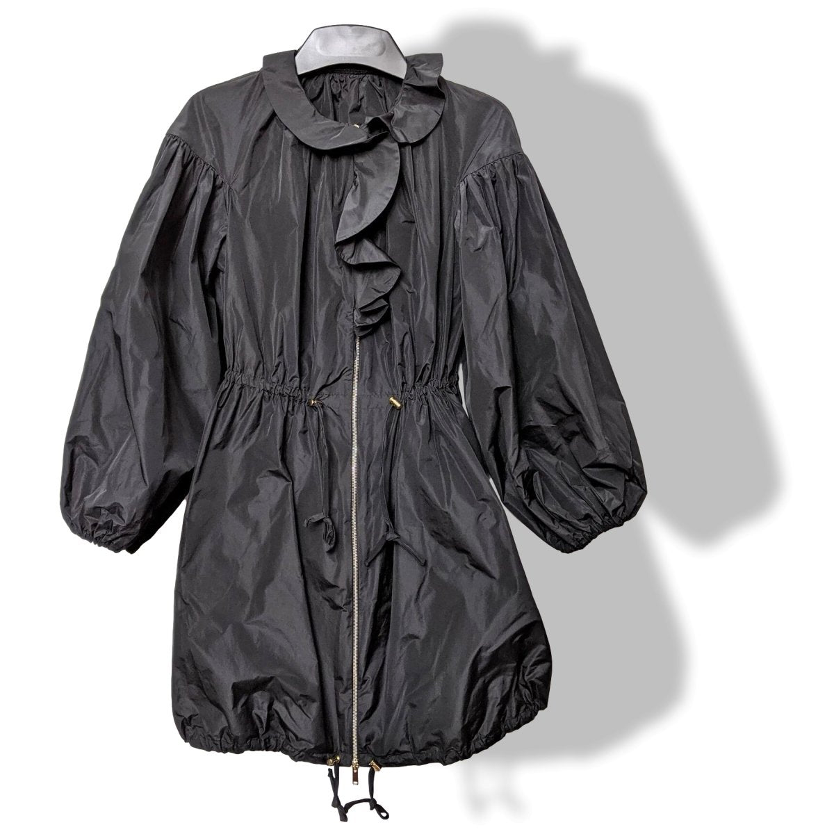 Giambattista Valli Black RUFFLE BALLOON SLEEVE Parka Sz38, New! - poupishop