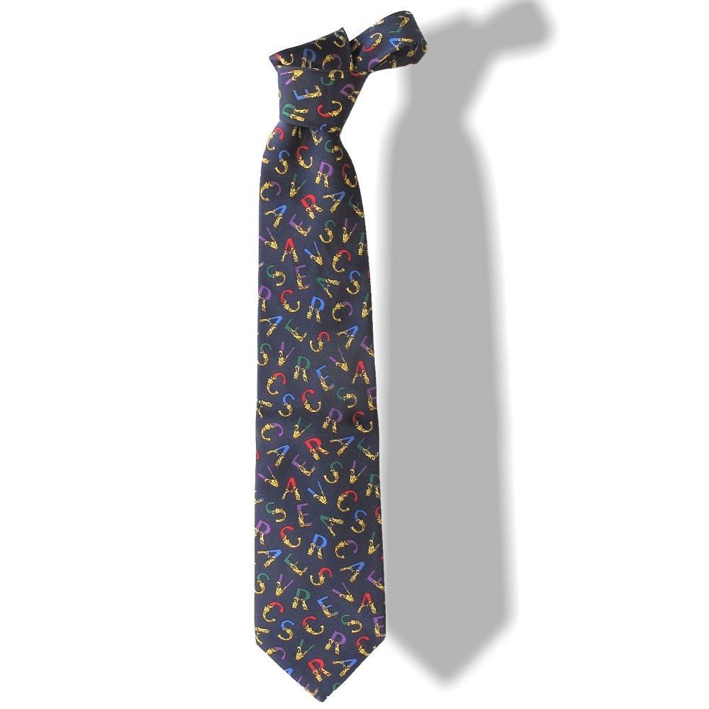 Gianni Versace Brand Letters Navy Multi Silk Tie, New! - poupishop