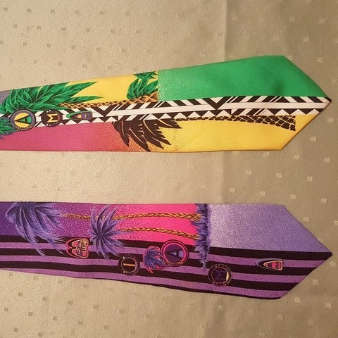 Gianni Versace Miami collection Lot of 2 Ties, Rare! - poupishop