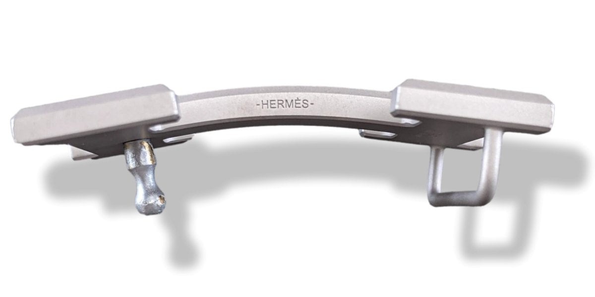 Hermes (1) Matt Silver Buckle of Belt H 32mm, New in Pochette with Tiny Flaw!