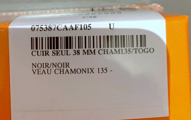 Hermes [117] Noir/Noir Veau Chamonix & Togo Reversible Leather Belt Strap 38 MM, BNWTIB! - poupishop