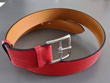 Hermes [140] 2013 Unisex Rouge Casaque Taurillon Clemence ETRIVIERE 40 Complete Belt, BNIB! - poupishop