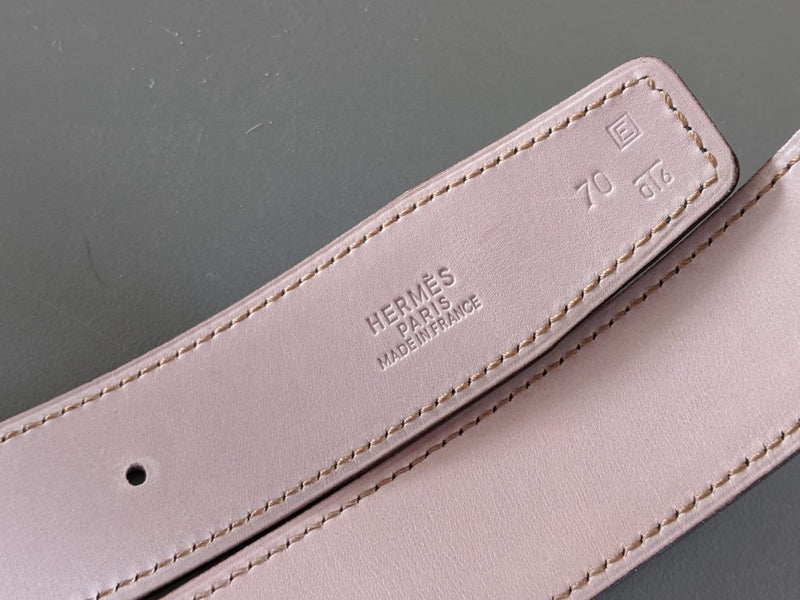 Hermes [184] 2001 Marine/Mauve-Rose Pale Reversible Box/Box Nepal Leather Strap Belt 32 mm, BOX! - poupishop
