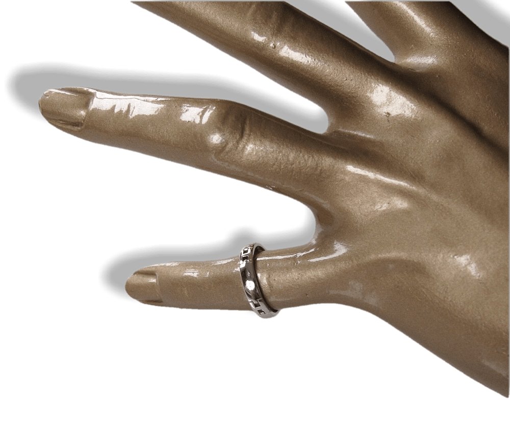 Hermes 18K White Gold Hercules H Ring Sz53