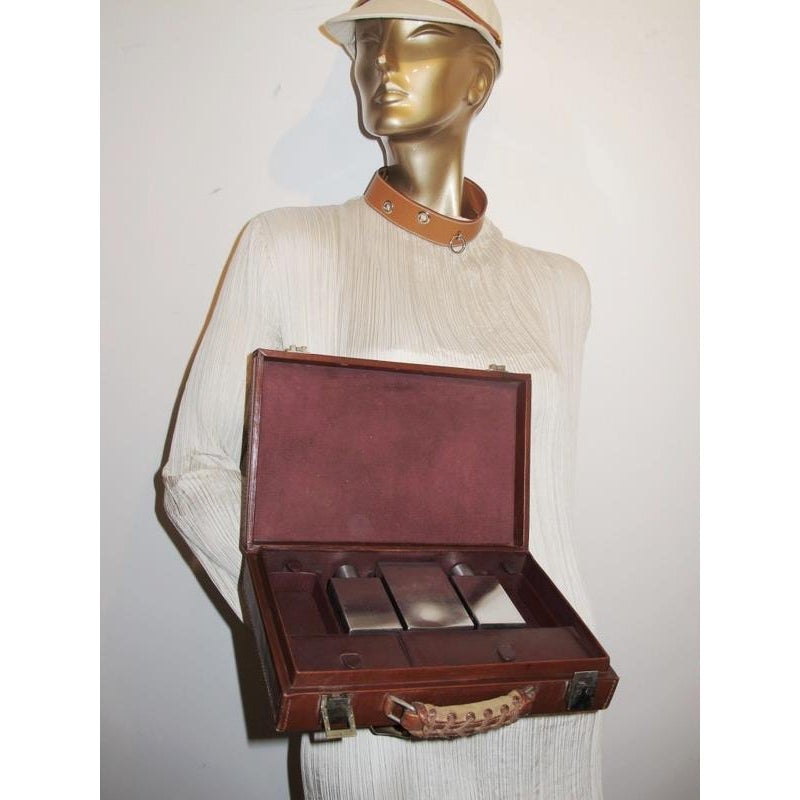 Hermes 1950-60s Brown leather Travel Toilet Case PM - poupishop