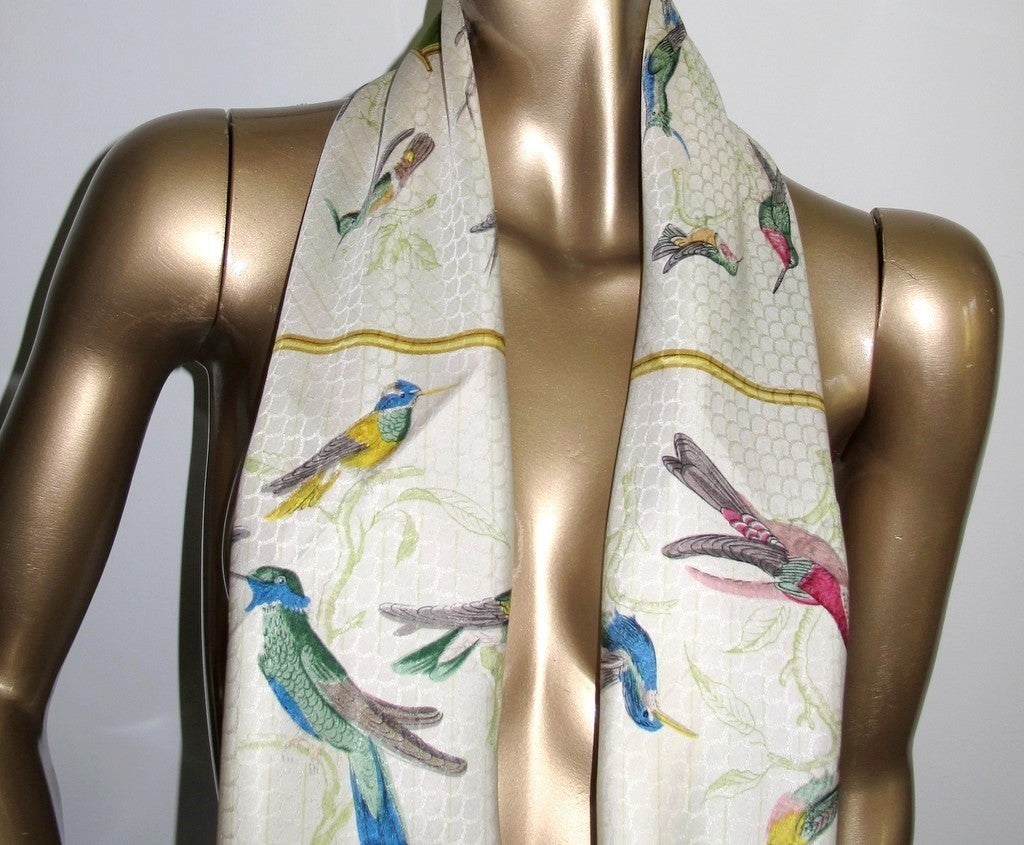 Hermes 1958 First Issue Voliere des Dames Jacquard silk Rare!