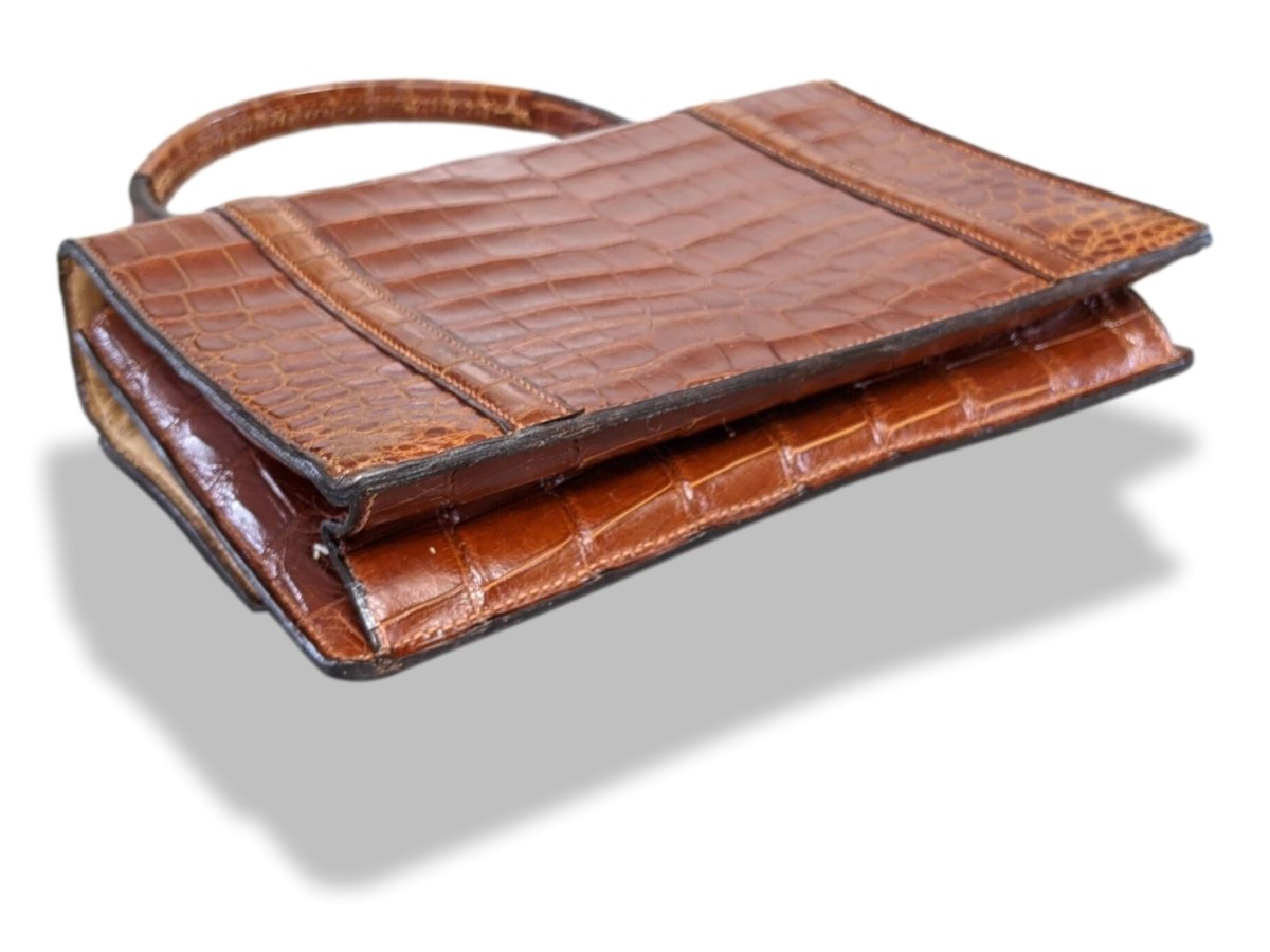 Hermes 1960s Fauve Crocodile Porosus Flap Bag, Lovely Model!