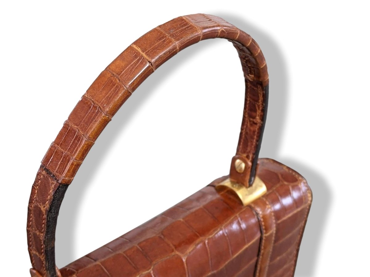 Hermes 1960s Fauve Crocodile Porosus Flap Bag, Lovely Model!