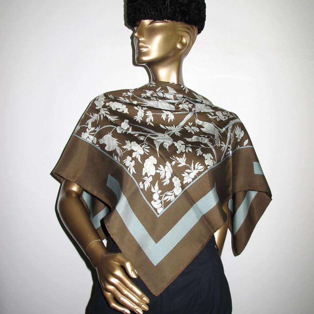 Hermes 1963 Bronze Celadon Vieille Chine Twill 90 Rar
