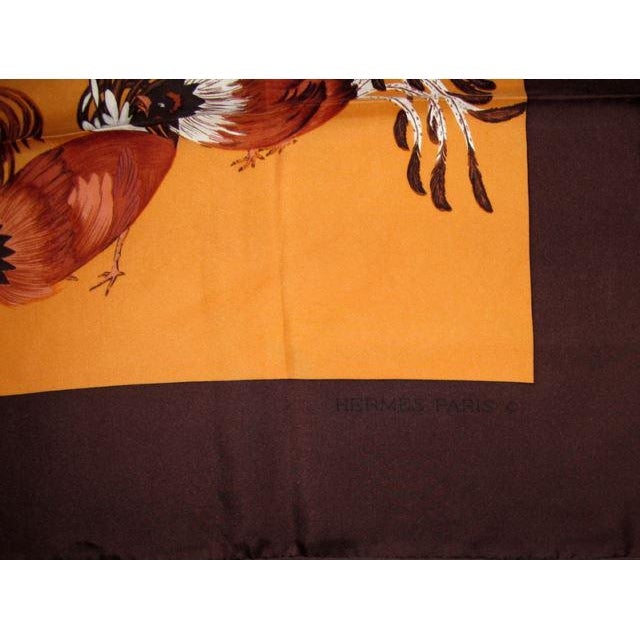 Hermes 1966 Chocolate Orange Jeunes Coqs Twill 90 - poupishop