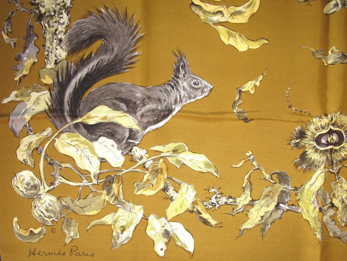 Hermes Ecureuils Squirrels by Xavier de Poret Twill 90