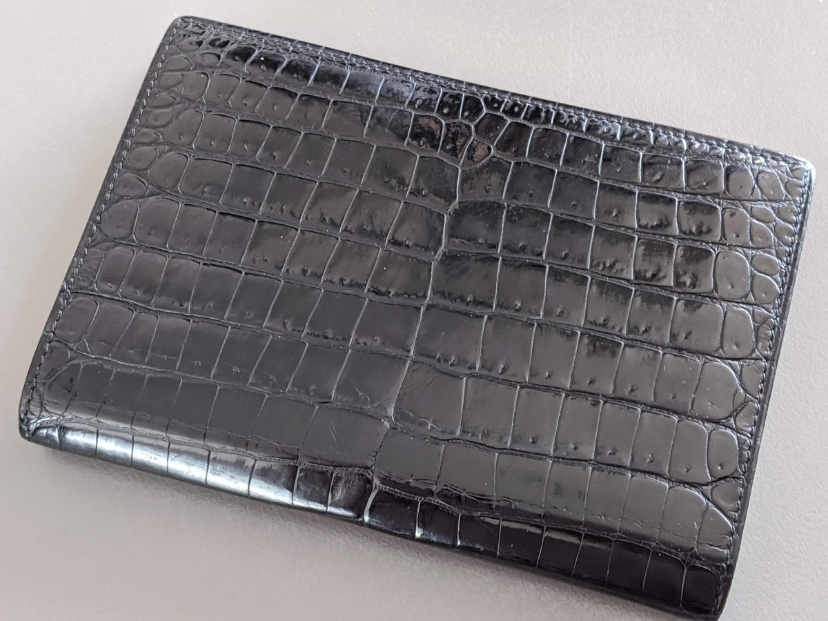 Hermes 1970s Black Vintage Crocodile Agenda Cover, Box! - poupishop