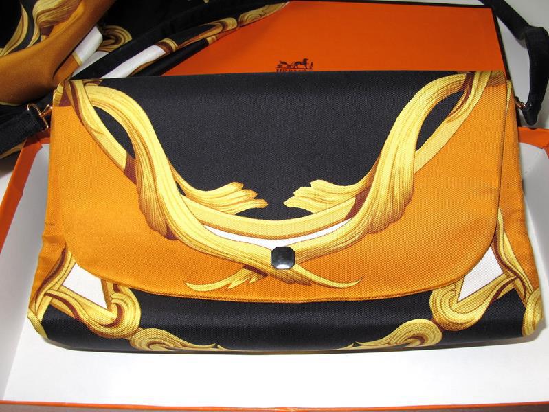 Hermes 1970s Print Silk Bag and Matching Scarf Etole by Henry D'Origny - poupishop
